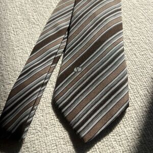 Valentino Brown and Gray Striped Tie